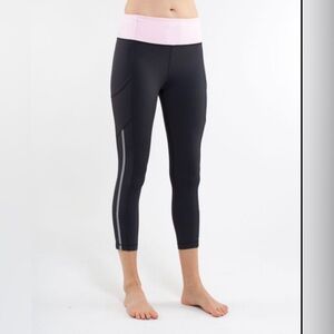 Lululemon Run: Back On Track Crop -  Deep Coal / Heathered Pig Pink / Pig Pink